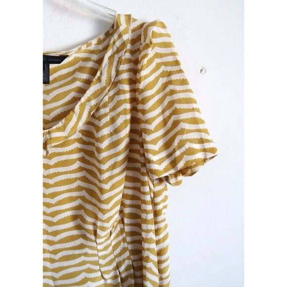 Marc Jacobs Yellow Striped Short Sleeve Silk Blouse - Size Medium - Picture 3 of 8